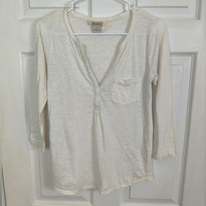 Lucky Brand 3/4 Sleeves, Split V Neck Tee